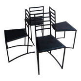 Lot de 4 chaises de salle à manger minimalistes en acier noir