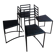 Set of 4 minimalist black steel dining chairs.