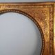 Old Florentine frame round view rebate 38 cm chiseled wood gilded stucco + glass SB656
