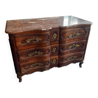 18th century walnut crossbow chest of drawers