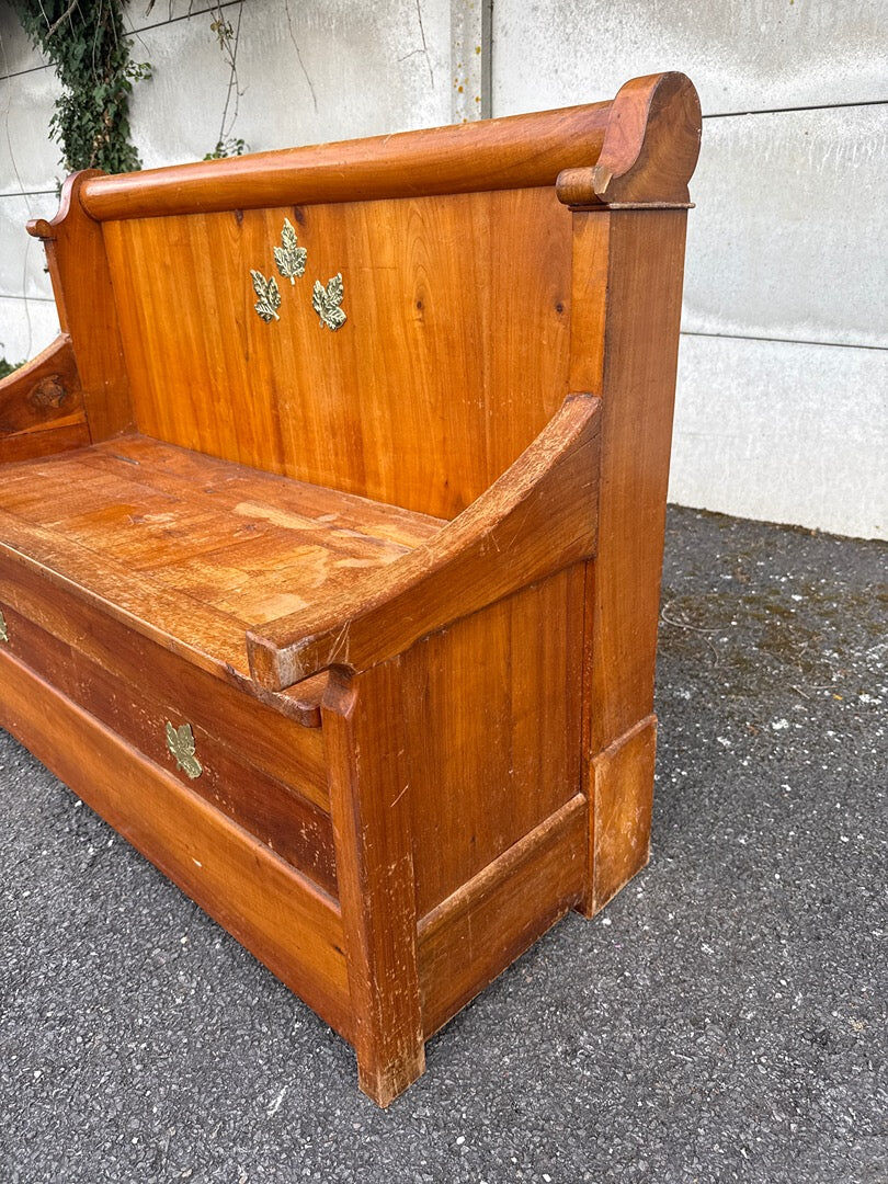 Banc coffre vintage en bois massif