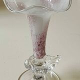 Peter Kaspar Soliflore Vase/Floral design, collared neck. Blown art glass, speckled purple. Shell inclusion. Dim 26.5 x 13 cm