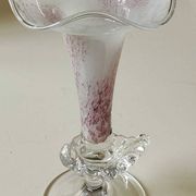 Peter Kaspar Soliflore Vase/Floral design, collared neck. Blown art glass, speckled purple. Shell inclusion. Dim 26.5 x 13 cm