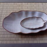 Banana leaf shaped barbotine dish and bowl