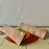 Pair of vintage wooden wall coat racks - double coat hook