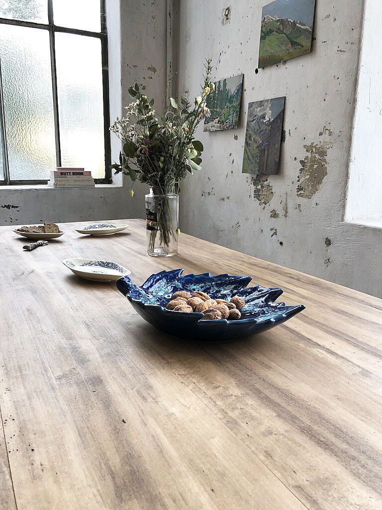 Vallauris blue ceramic sheet dish