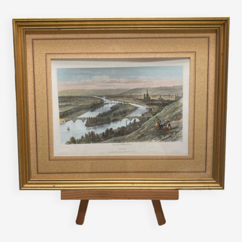 Watercolor hand drawing view of Rouen by Deroy