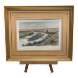 Dessin aquarelle main vue de Rouen par Deroy