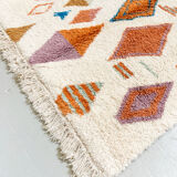 Moroccan berber carpet azilal ecru diamonds and colorful patterns 250x162cm