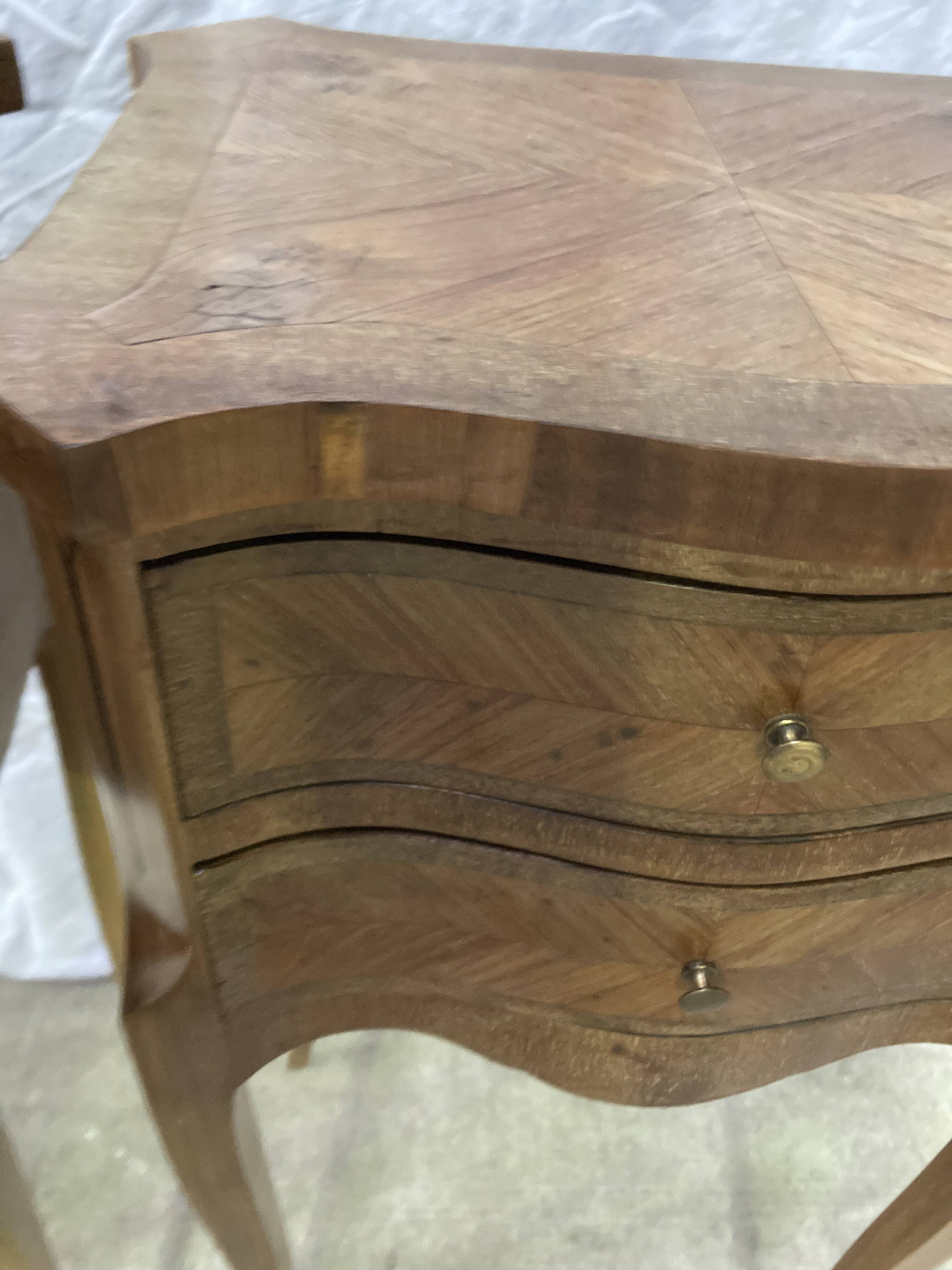 Pair of louis XV bedside tables in marquetry