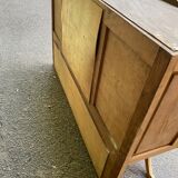 Vitrine vaisselier vintage en bois massif art déco 1940