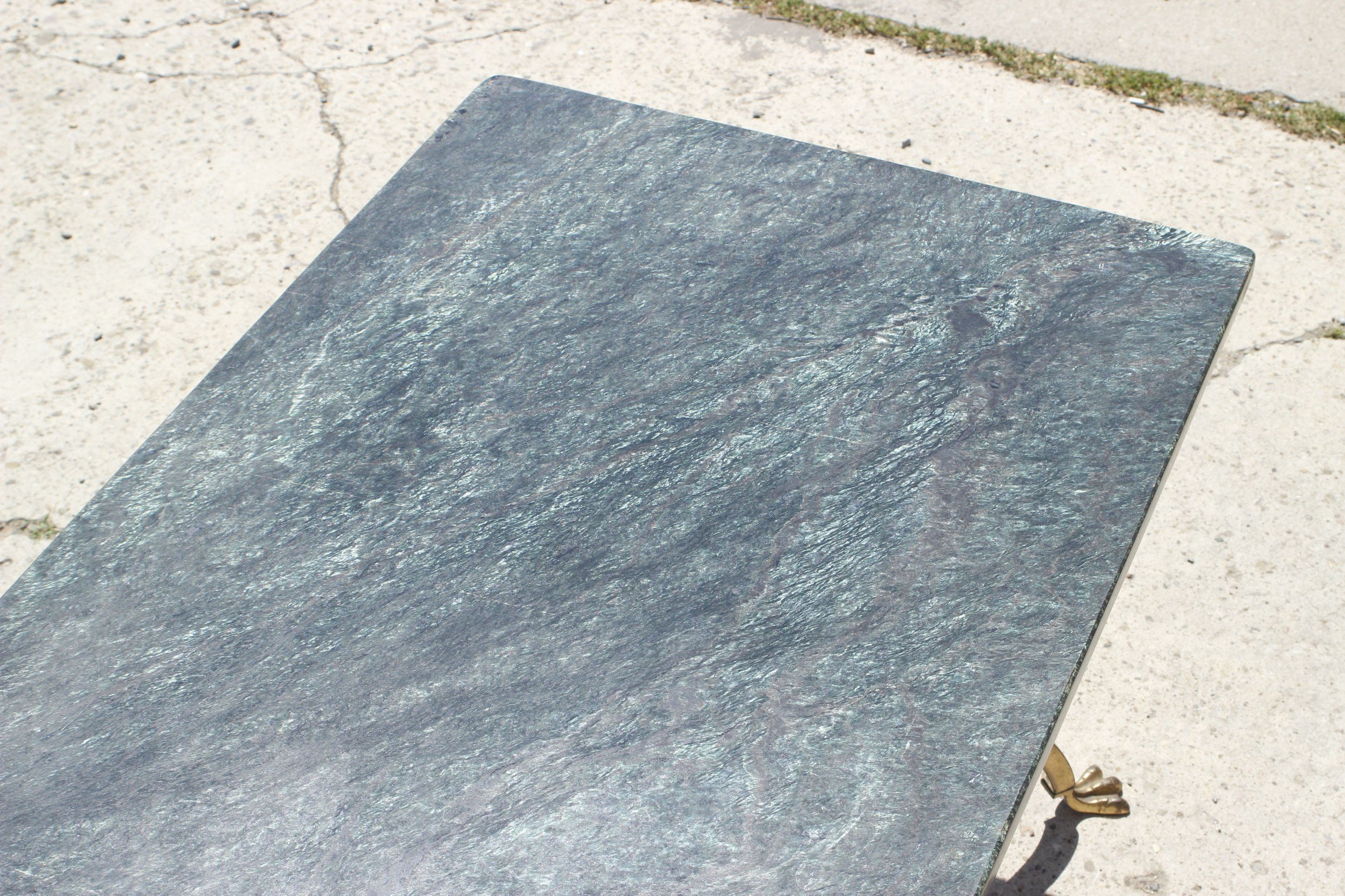 Bronze swan low table and pearl green marble 1950s