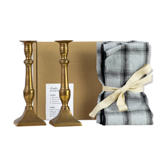 2 candle holders and 2 tea towels — All fire all flame #54