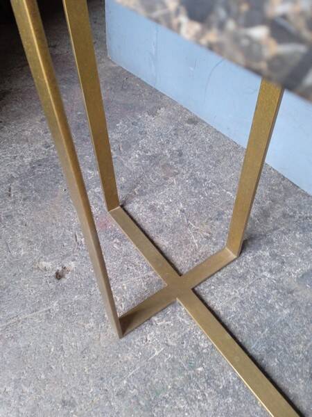Designer console in gold metal and marble ep 1970