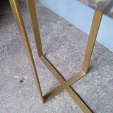 Designer console in gold metal and marble ep 1970