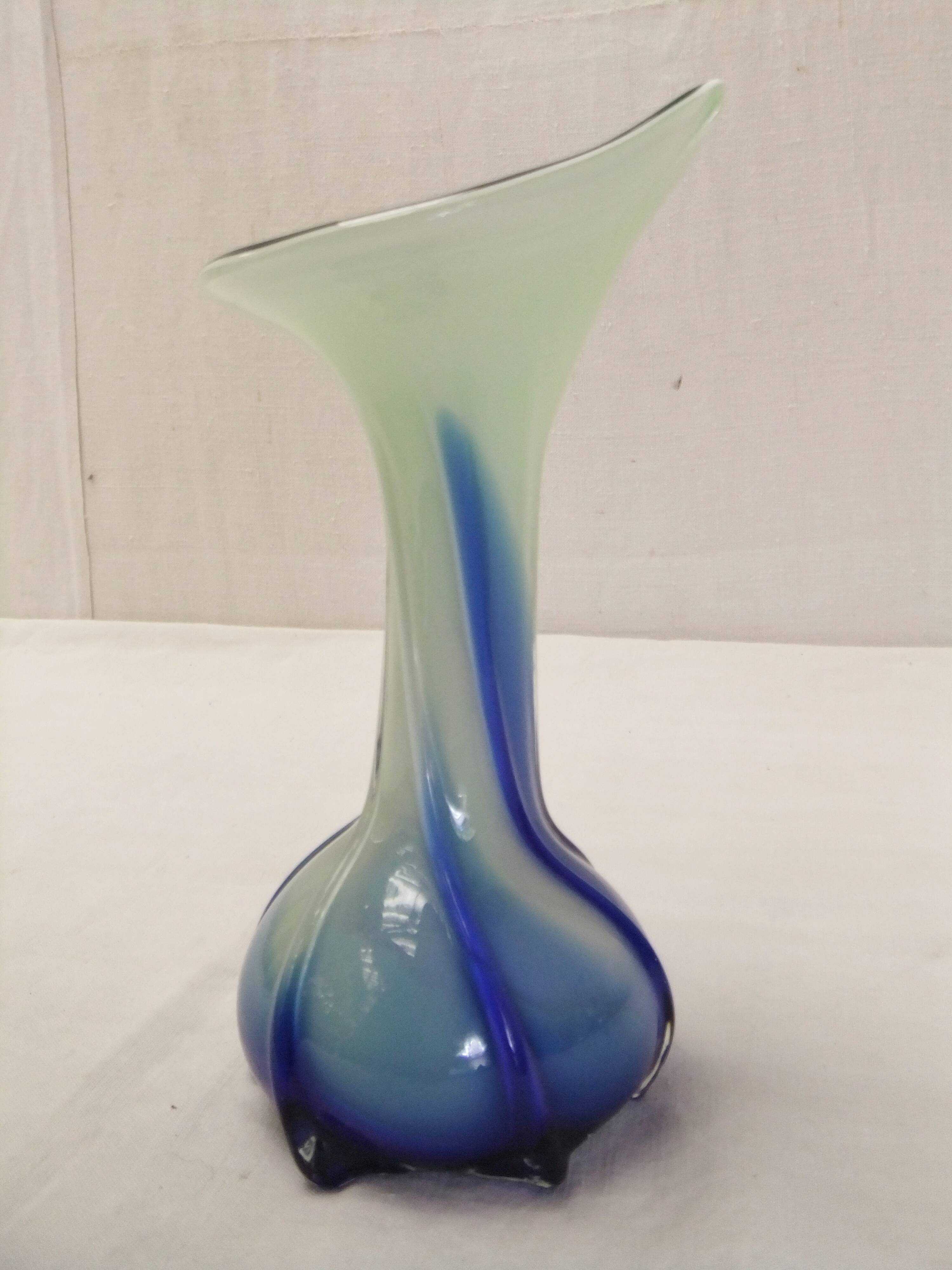 Murano Vase Vintage Floral Soliflore Calla Lily Blown Glass