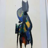 Tableau abstrait art moderne signé daté 1990