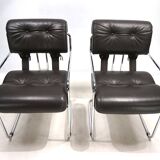 Mariani Tucroma set of two leather dining chairs by Guido Faleschini, 1970