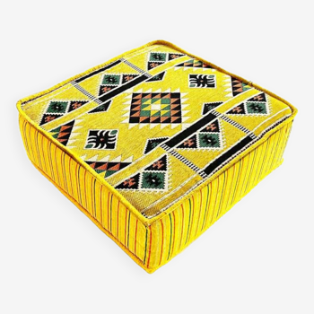 Turkish yellow floor sofa table, bohemian pouf