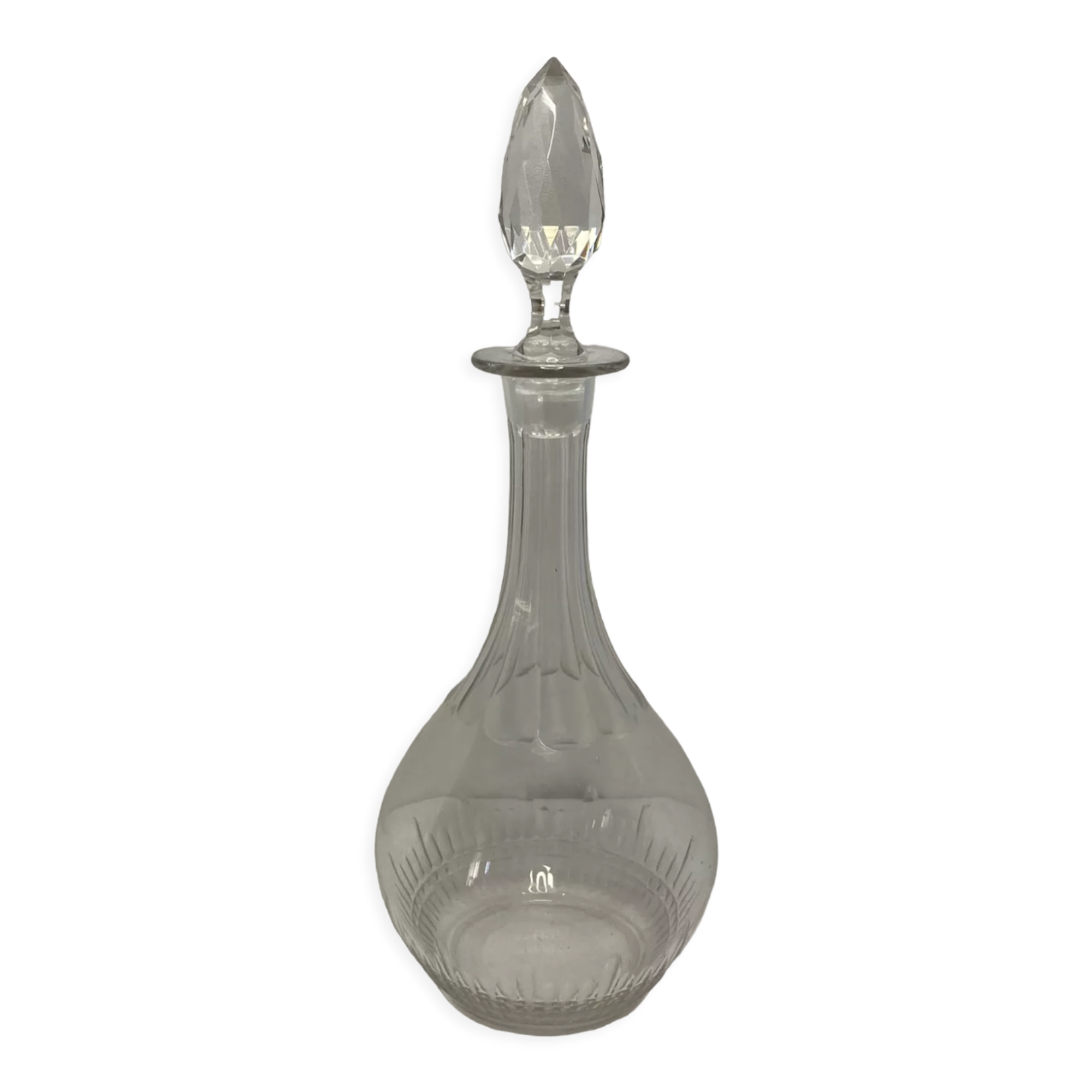 2211785 Old crystal decanter cap facets XXth