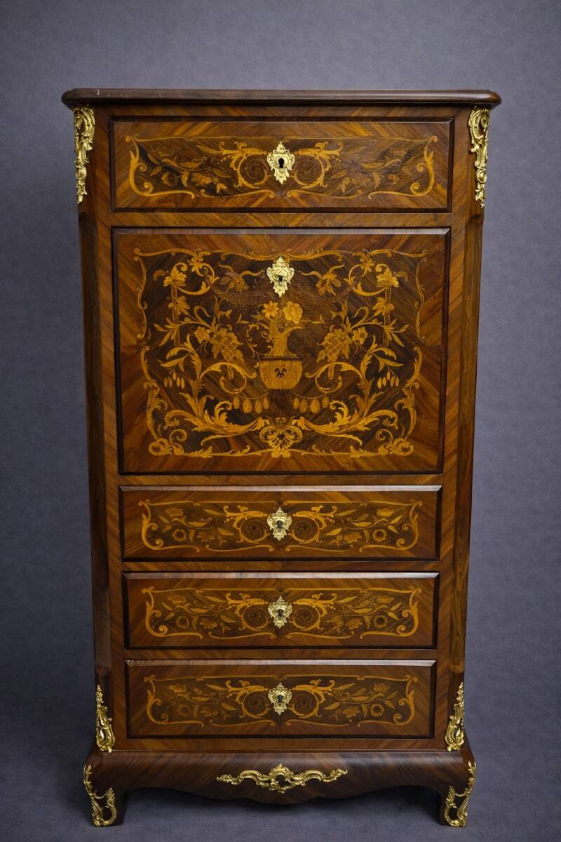 Secrétaire époque XIXeme / marqueterie de bois nobles – Style Louis XV