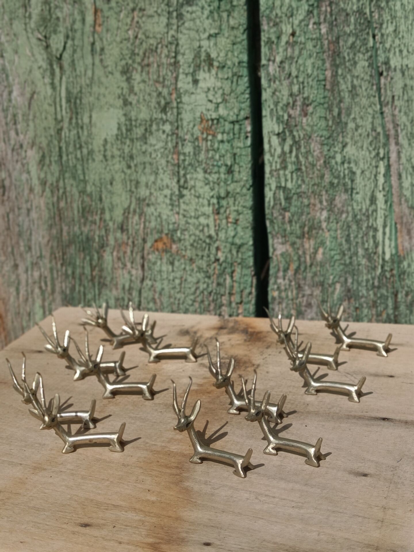 Handcrafted brass gazelle knife rests x12