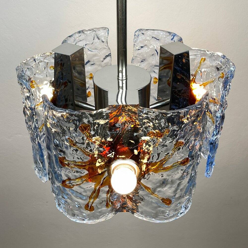 Mid-century Murano glass chandelier attributed to Toni Zuccheri for Mazzega, Italy, 1970s.