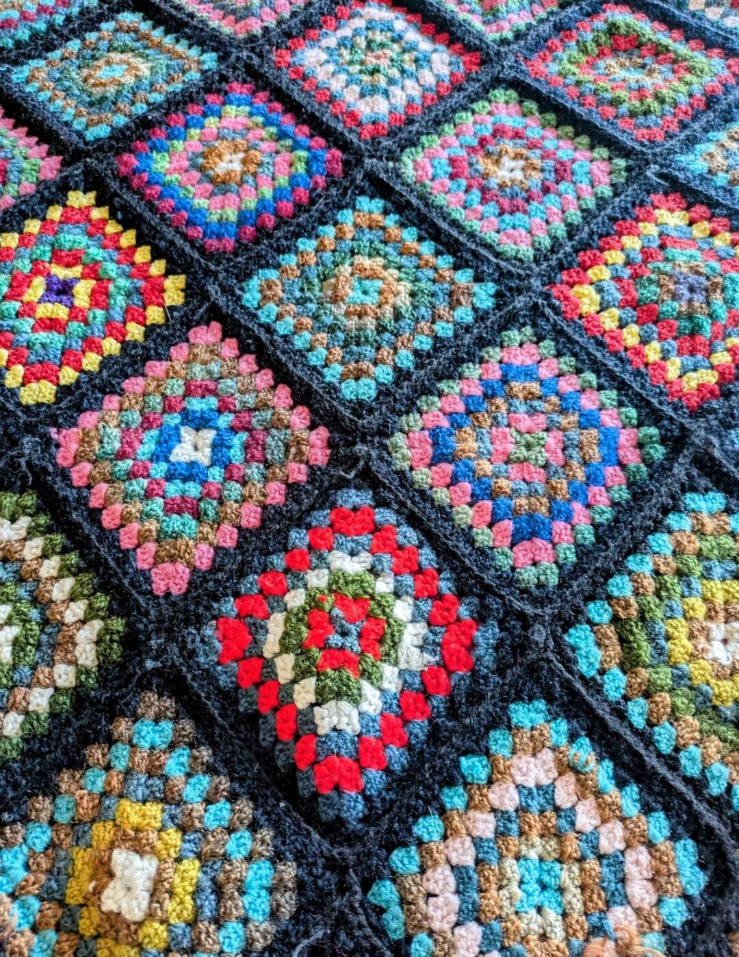 Rare! Handmade bohemian patchwork crochet blanket