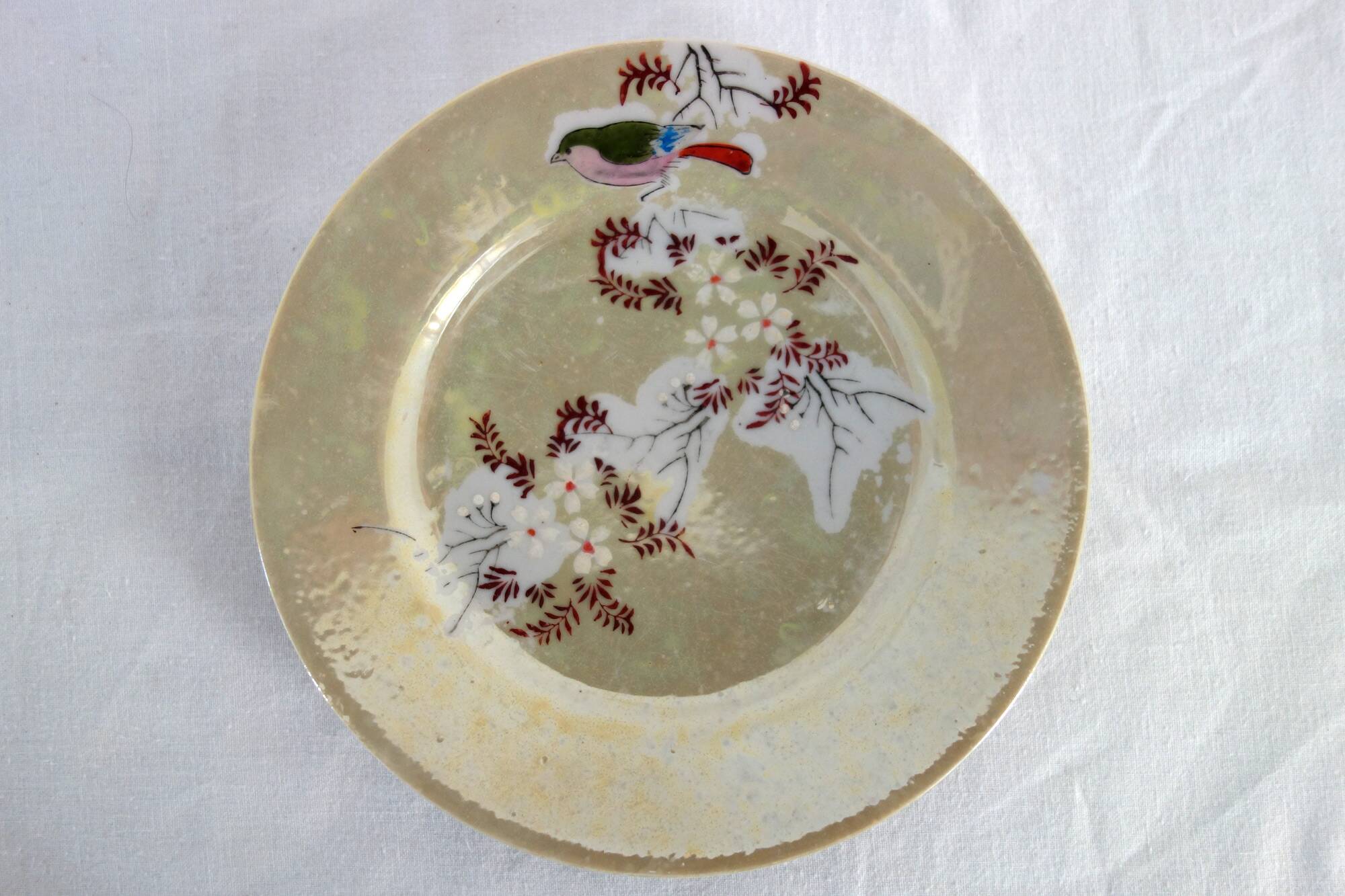 8 assiettes à dessert chinoises nacrées vintage