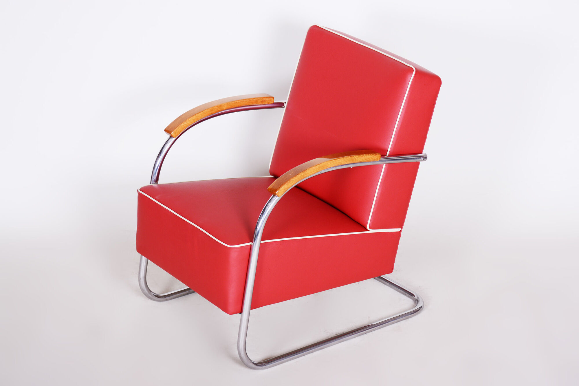 Red Mucke Melder armchair - 1930s Czechia