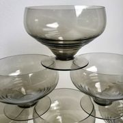 Set of 6 art deco design champagne glasses in smoked glass 30s-40s