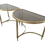 Set de 2 tables basses vintage en laiton, 1970