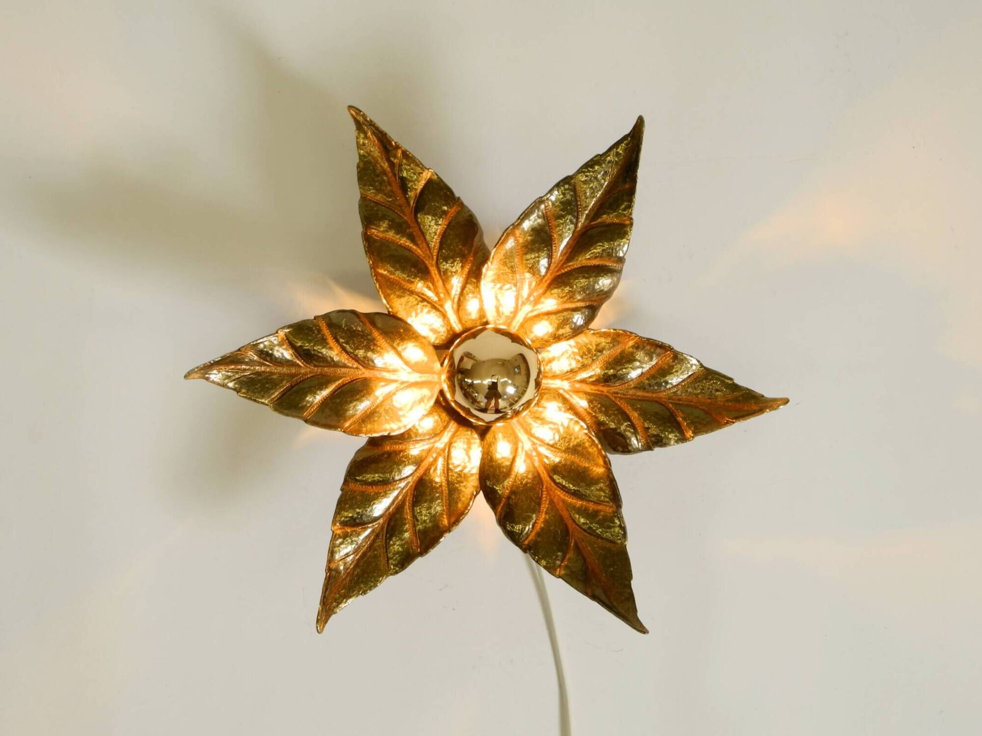 Beautiful brass ceiling or wall lamp from the 1970s by Willy Daro
