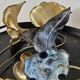 Metal sculpture lamp with golden calla lilies – 1970s