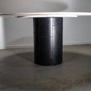 Table à manger Tobio en travertin et cuir par Afra & Tobia Scarpa pour B&B Italia, 1977