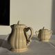 Cream teapot and its sugar bowl Sarreguemines France