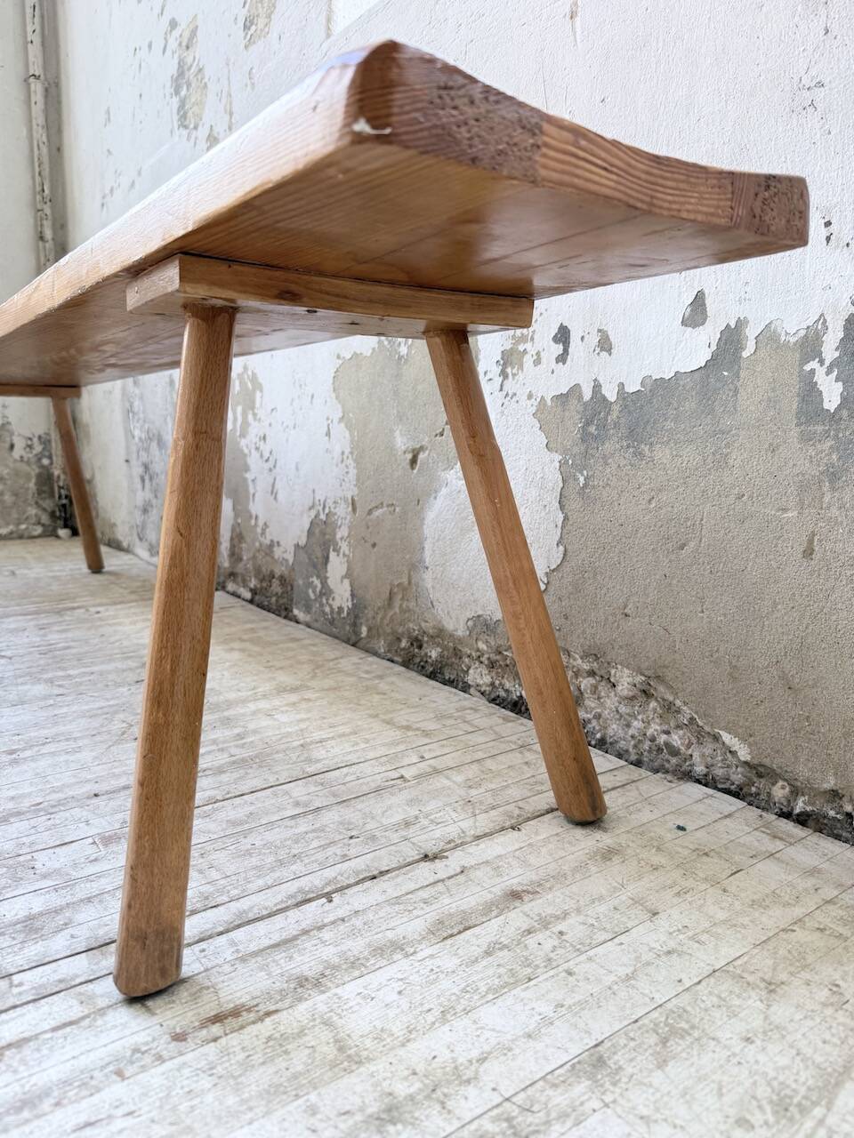 Pair of benches from the 1950s mountain furniture, pine.