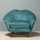 Pair of vintage armchairs in blue fabric and beech, Italy, 1950s