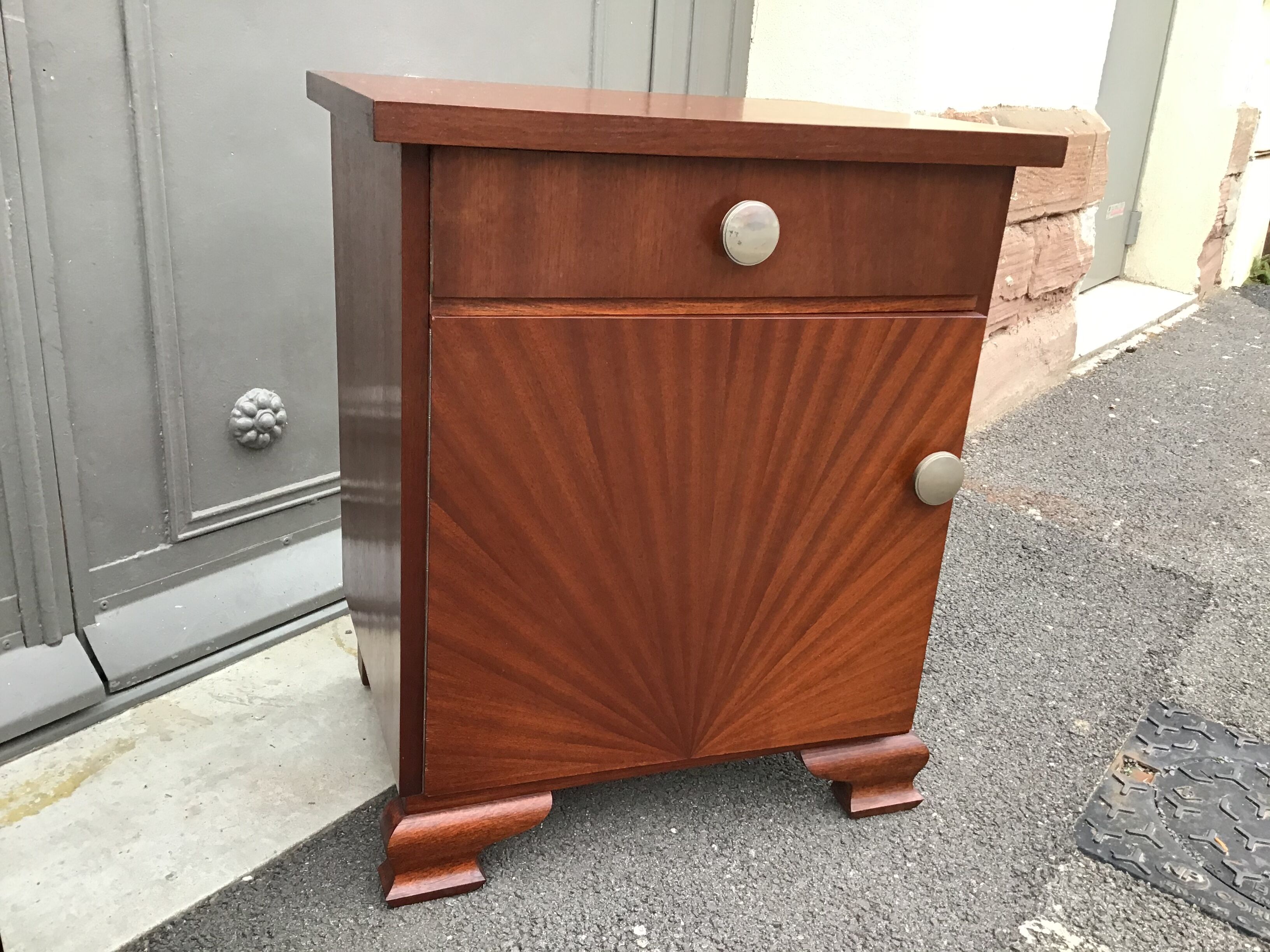 Paire de chevets art deco vintage 1940 acajou