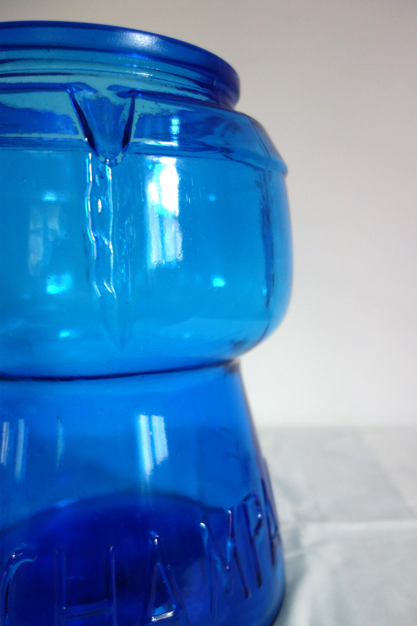 Champagne bucket vintage blue glass cork