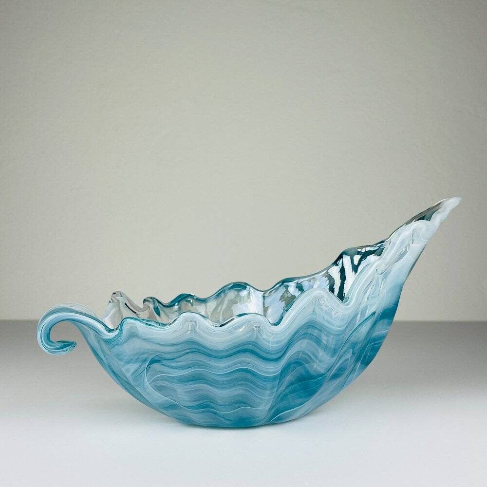 Vintage Italian Blue Art Glass Vase, 1990s