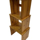 Vintage pine wood nesting tables  mimiset side tables set of 3