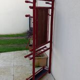 Old vintage red lacquered bamboo Asian coat rack