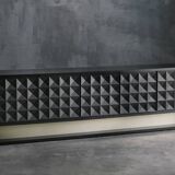 Brutalist Sideboard by De Coene in Stained Oak, Belgium, 1970s