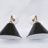vintage wall lights in enamelled brass sheet metal