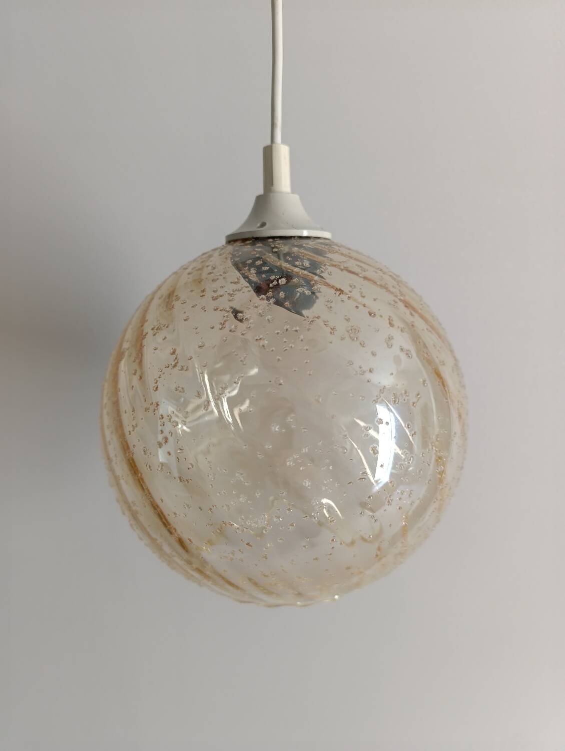 Amber bubble glass vintage pendant globe – 1960s/70s design