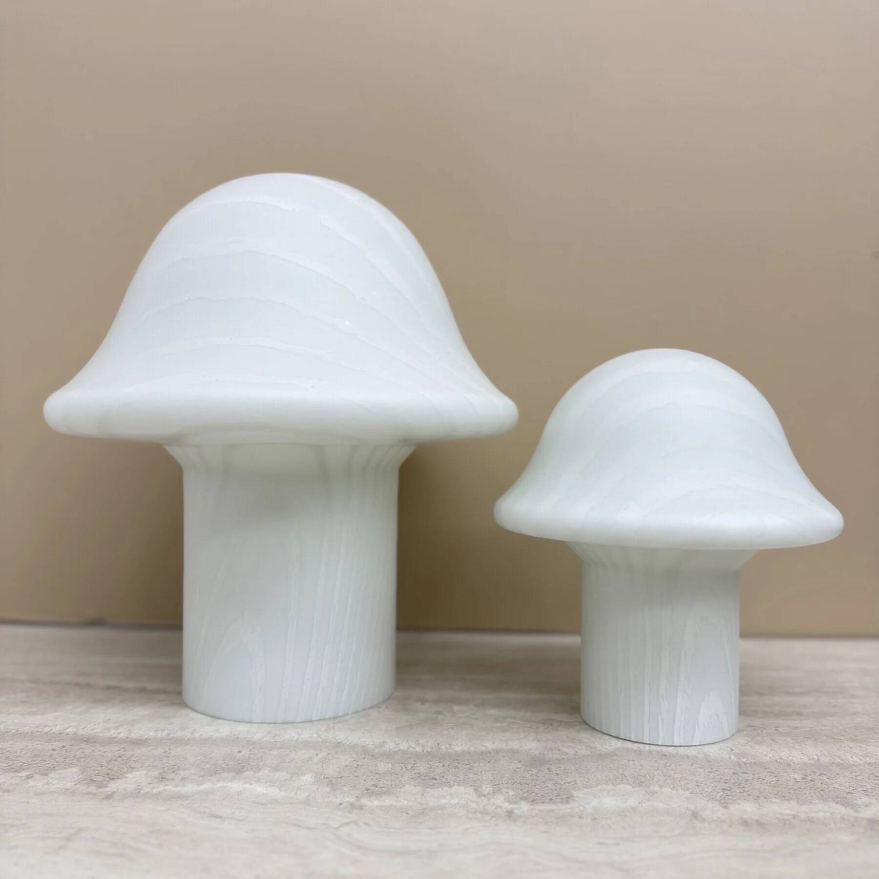 Pair of Peil & Putzer Mushroom Zebra table lamps, 1970s