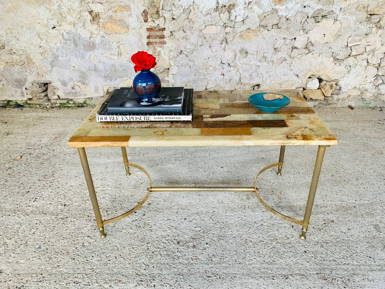 Vintage coffee table in marble and onyx circa 60/70