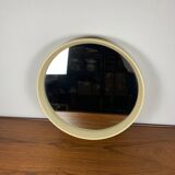 Vintage round plastic mirror, 1980, cream color