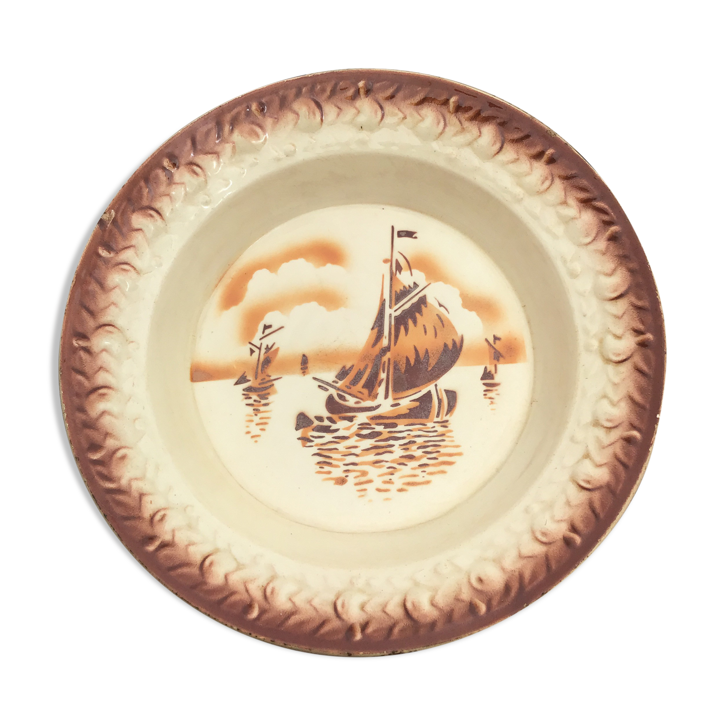 Flat decoration porcelain boat Moulin des loups